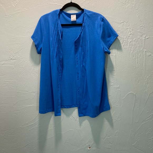 Blair-Large - Blue Button Up Top - Picture 2 of 6